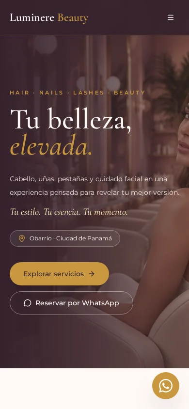 Vista móvil del proyecto Salón de Belleza